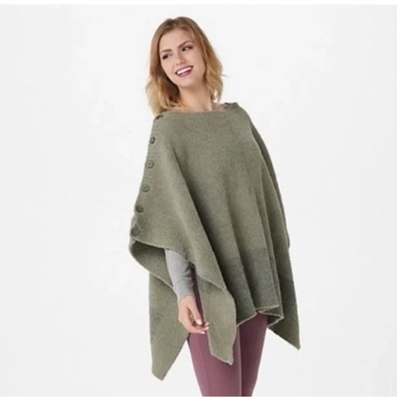 Barefoot Dreams Sweaters - BAREFOOT DREAMS COZYCHIC COASTLINE PONCHO SHRUG IN EUCALYPTUS AGAVE ONE SIZE
